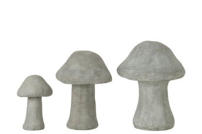 Set van 3 beeldje Paddenstoel Cement Grijs