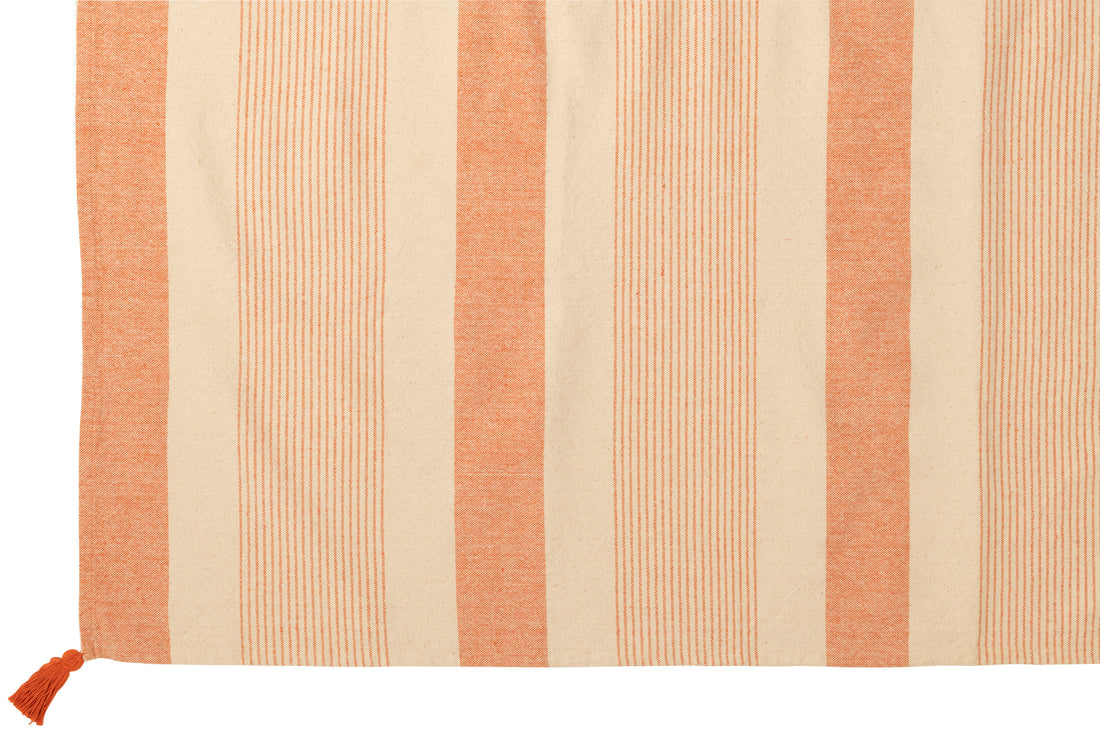 J-Line Plaid -katoen - beige/ oranje - 130 x 180 cm