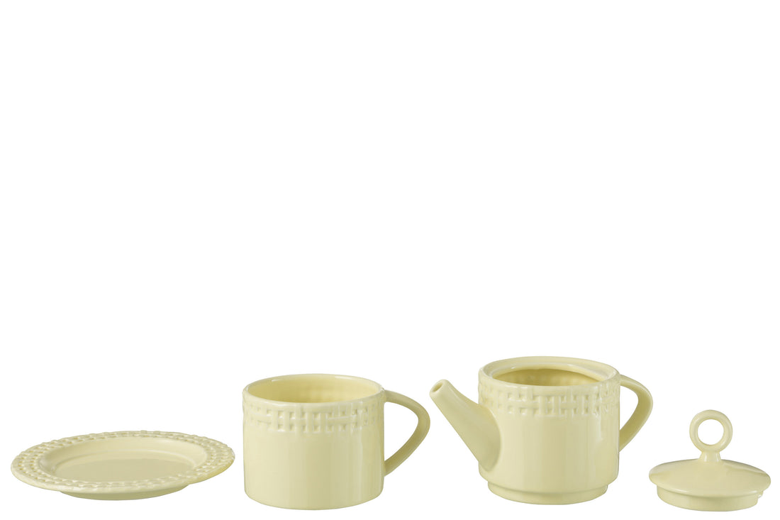 J-Line theepot/ theekop - keramiek - geel
