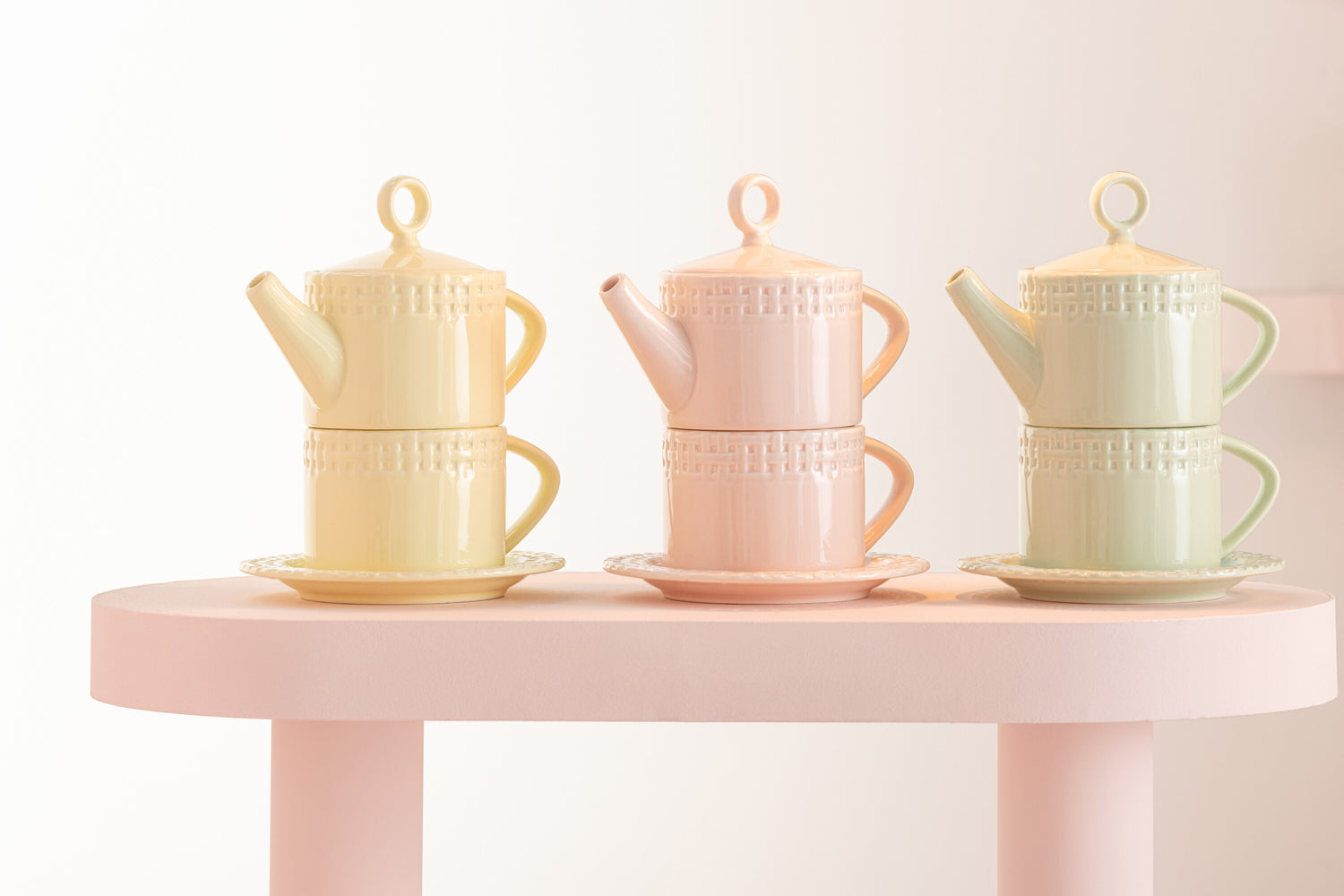 J-Line theepot + theekop - keramiek - groen