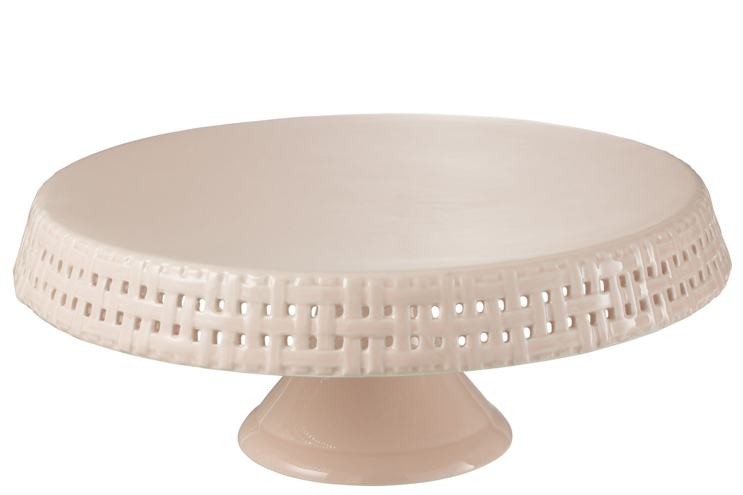 J-Line Cake bord - taartplateau - keramiek - roze - L