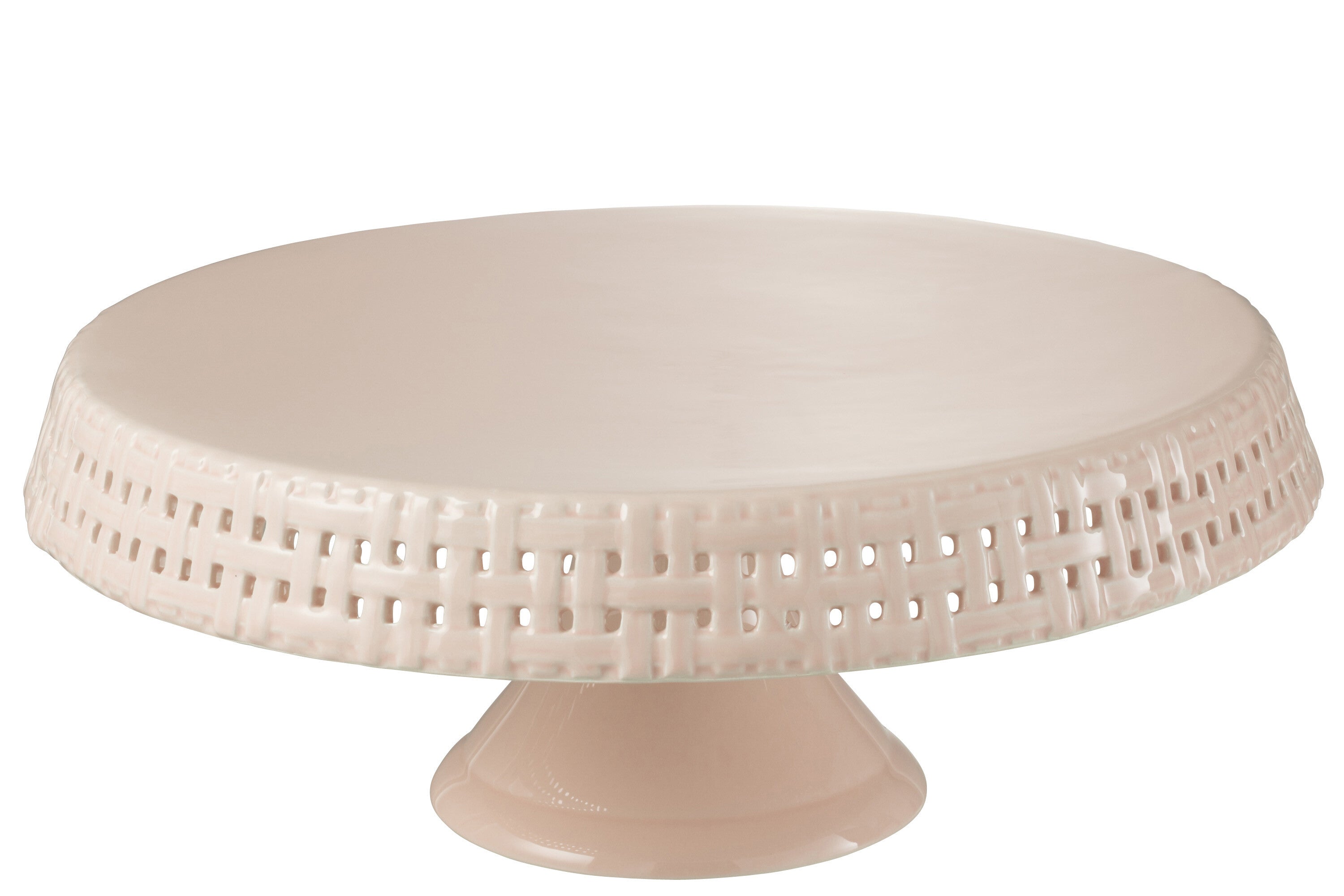 J-Line Cake bord - taartplateau - keramiek - roze - L