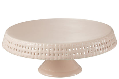 J-Line Cake bord - taartplateau - keramiek - roze - L