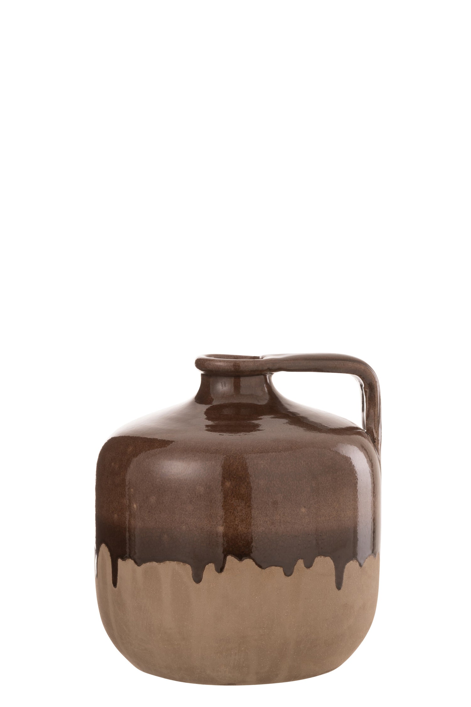 J-Line Kruik Handvat Keramiek Beige/Bruin Small - 19.50 cm hoog