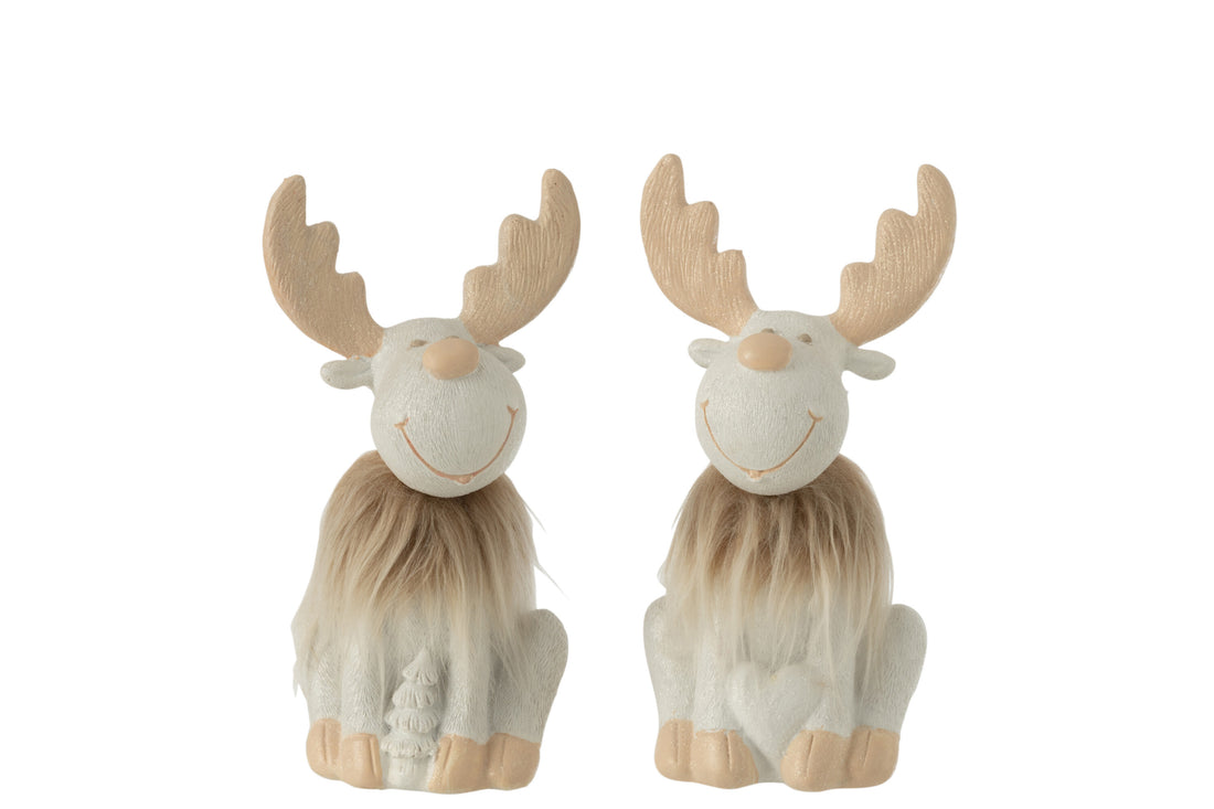 Rendierbont Poly Beige/Wit Kleine Assortiment Van 2