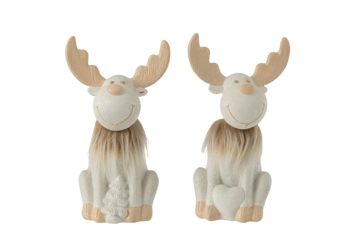 Rendierbont Poly Beige/Wit Groot Assortiment Van 2