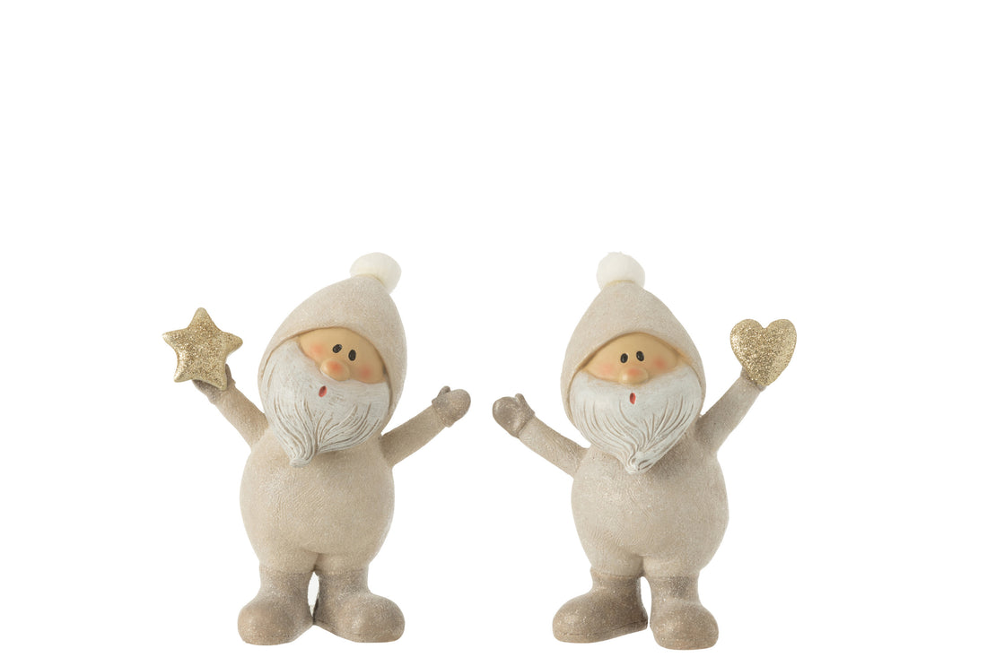 Santas Ster Hart Poly Grijs Groot Assortiment Van 2