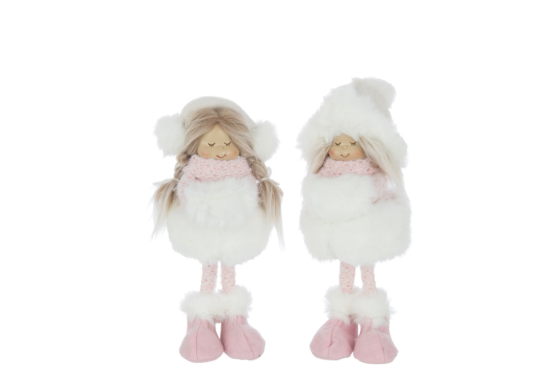 Meisjes Staande Hoed Bont Polyester Wit/Roze Kleine Assortiment Van 2