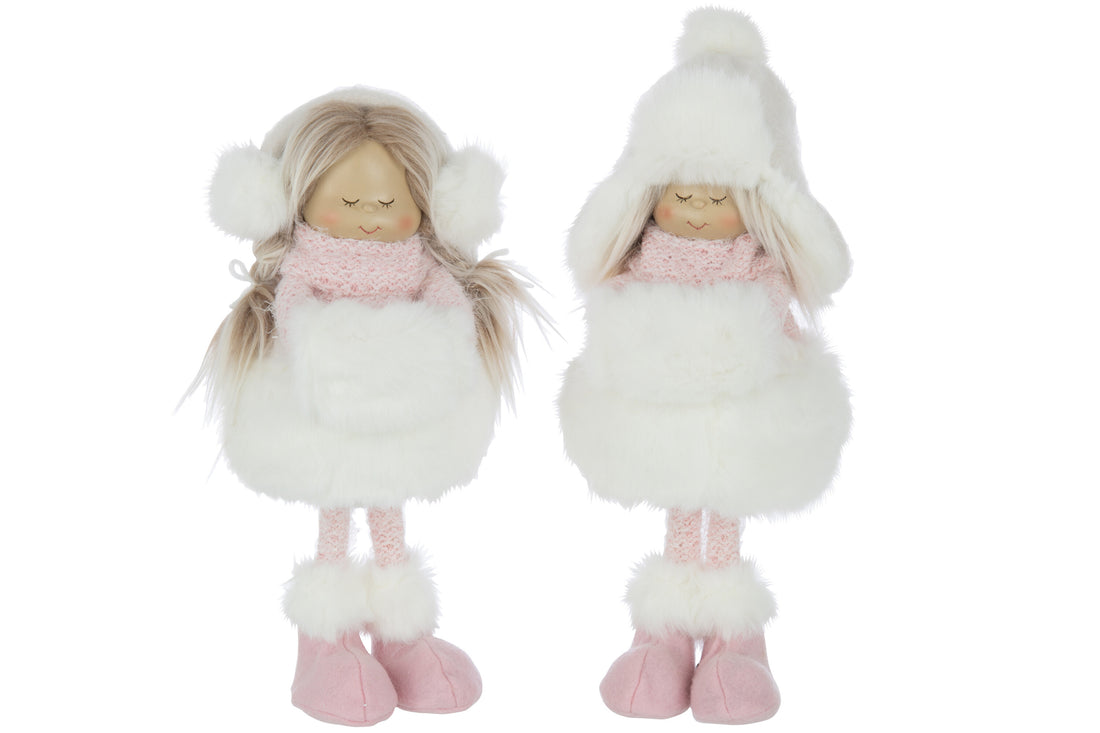 Meisjes Staande Hoed Bont Polyester Wit/Roze Grote Assortiment Van 2