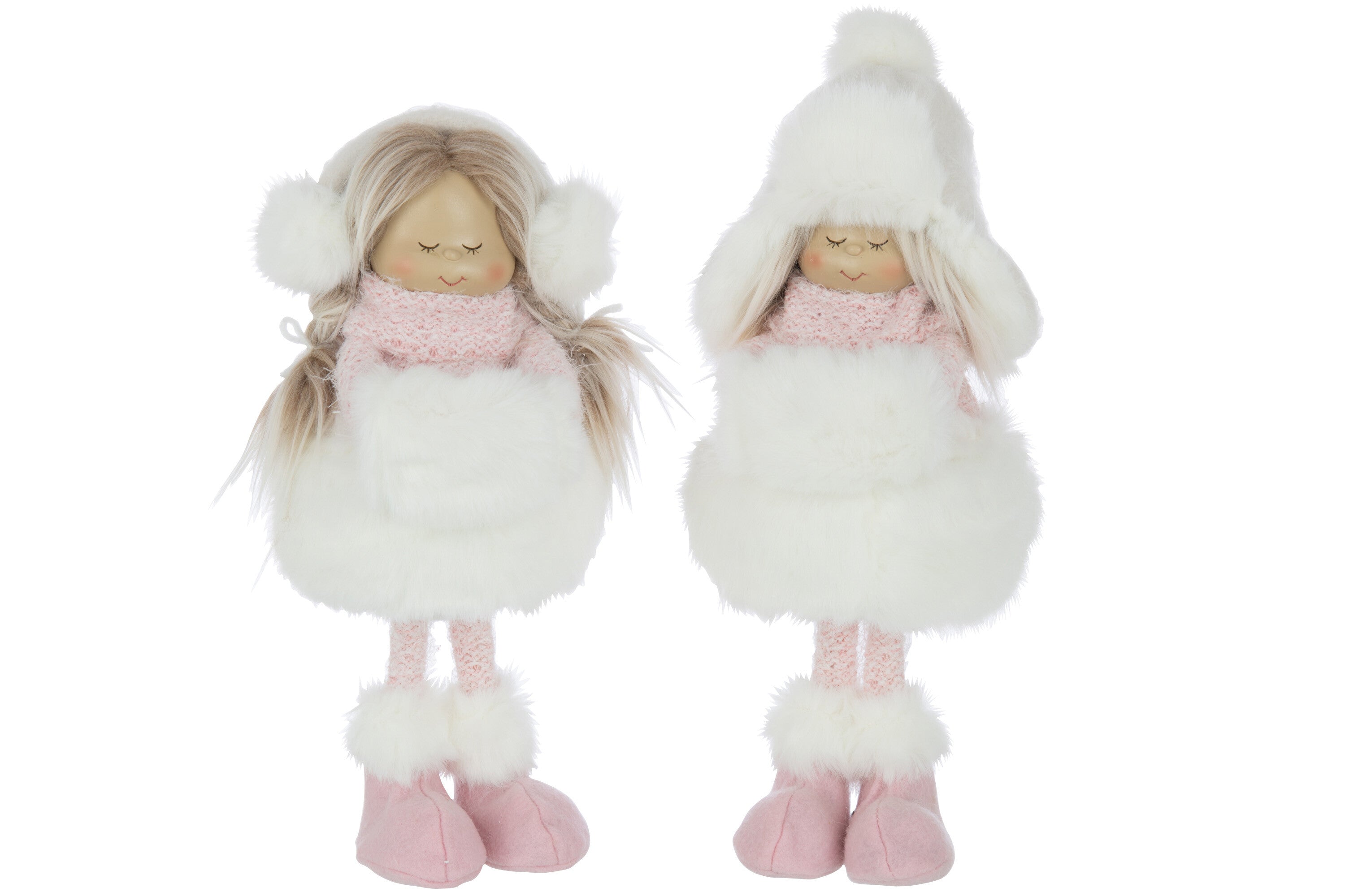 Meisjes Staande Hoed Bont Polyester Wit/Roze Grote Assortiment Van 2