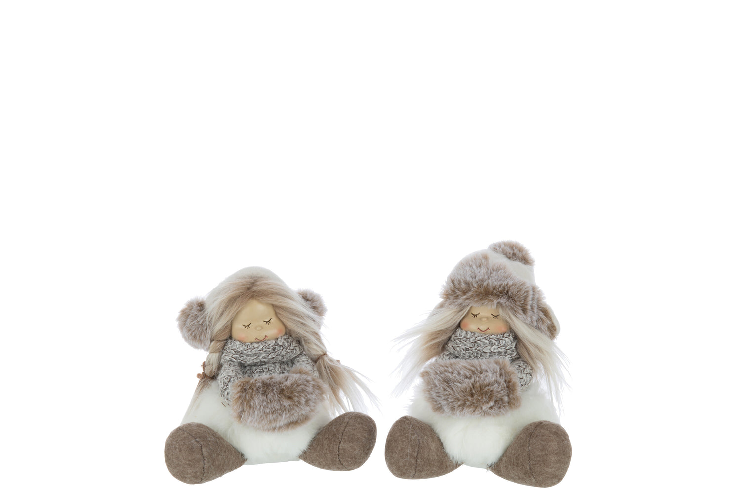 Meisjes Zittende Hoed Bont Polyester Wit/Bruin Assortiment Van 2