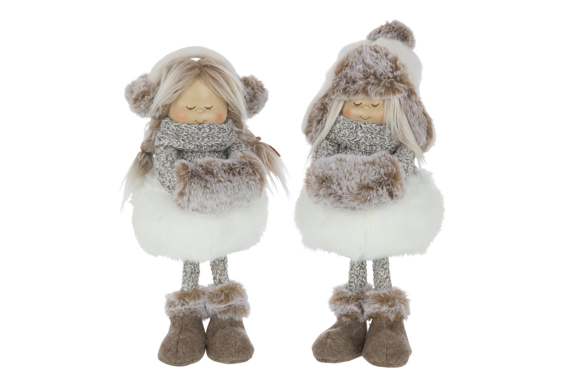 Meisjes Staande Hoed Bont Polyester Wit/Bruin Groot Assortiment Van 2