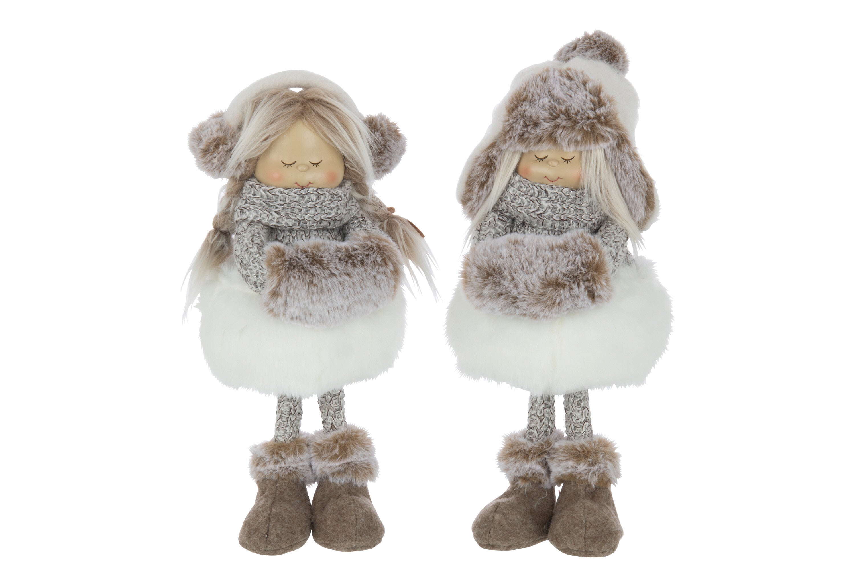Meisjes Staande Hoed Bont Polyester Wit/Bruin Groot Assortiment Van 2