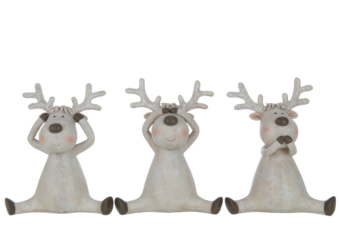 Herten Zien/Horen/Spreken Zittend Hars Bruin Groot Assortiment Van 3