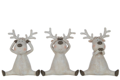 Herten Zien/Horen/Spreken Zittend Hars Bruin Groot Assortiment Van 3