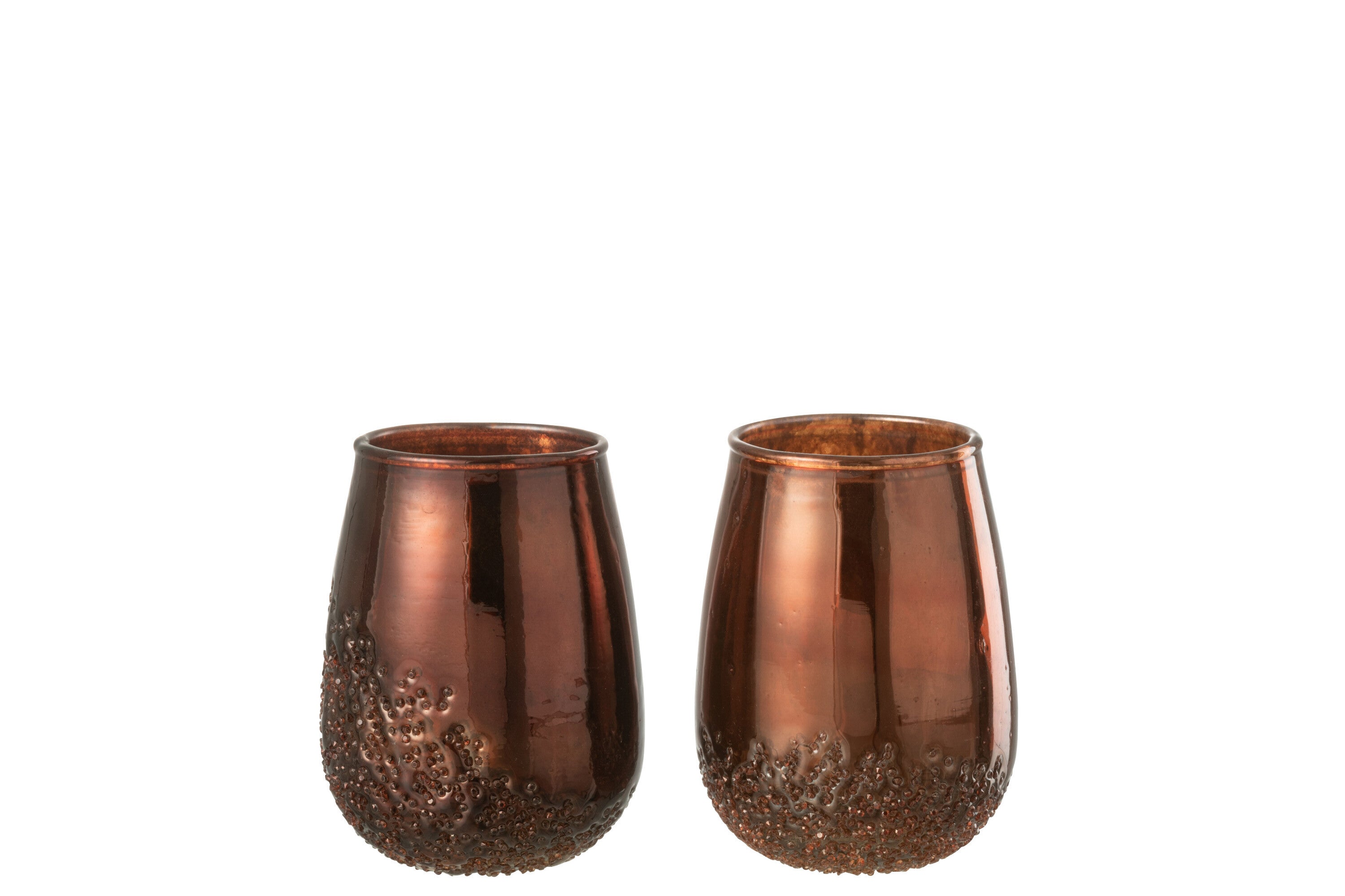 Theelichthouder Spiegel Koper/Rood Glas Klein Assortiment Van 2