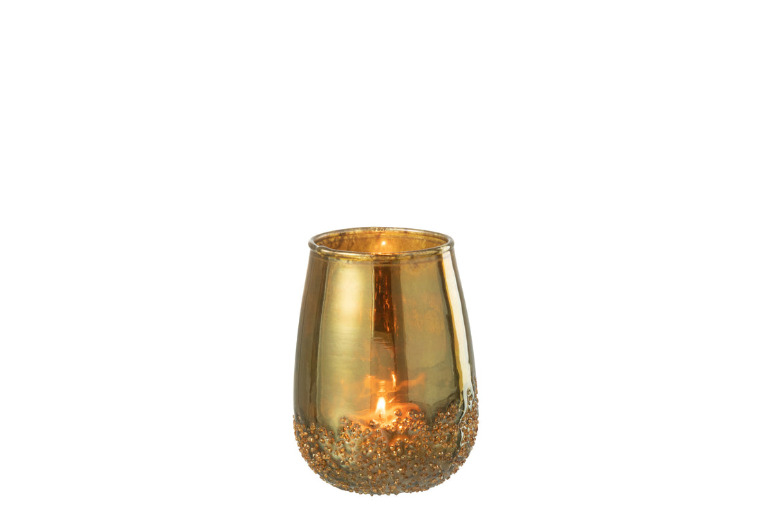 J-Line Theelichthouder Spiegel Goud Glas Small