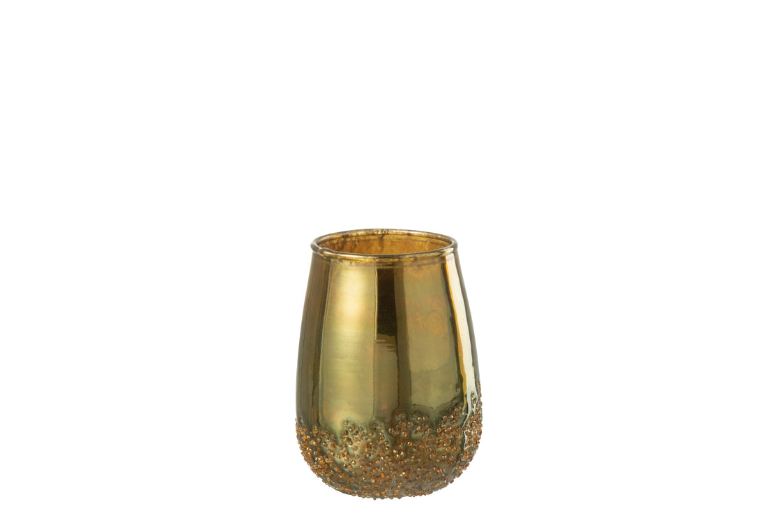 J-Line Theelichthouder Spiegel Goud Glas Small