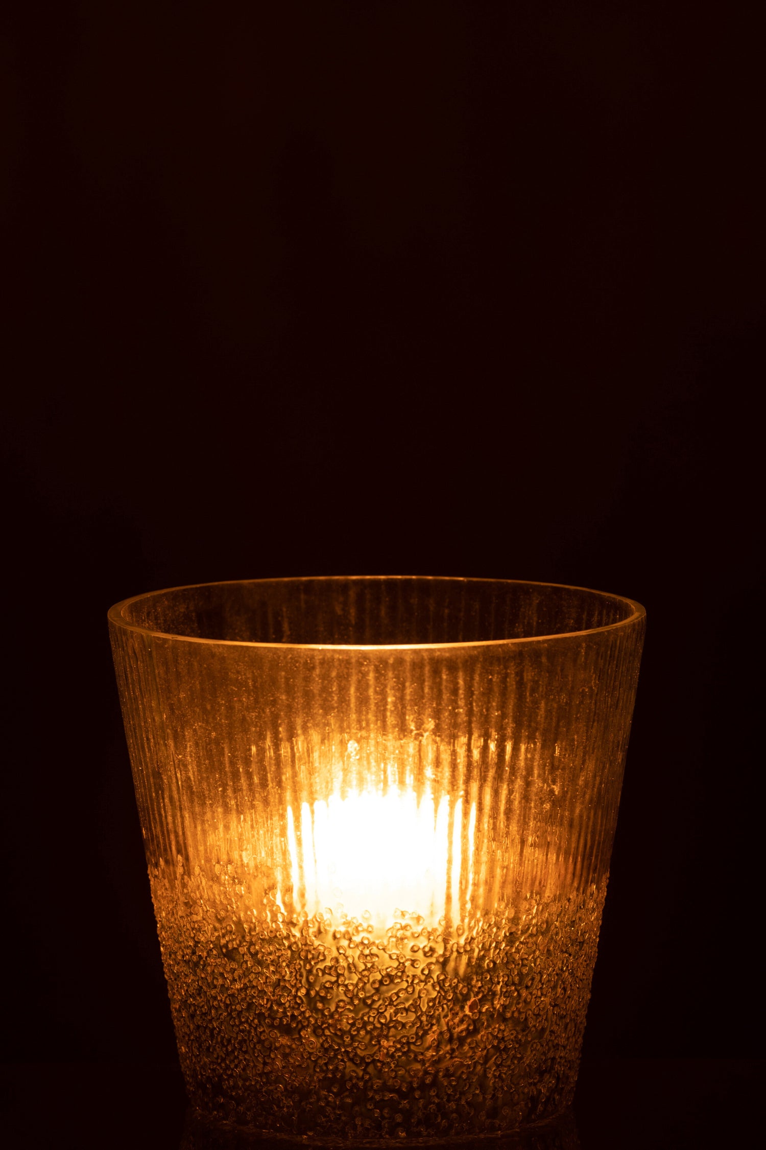 Orkaan Geribbeld Glas Zilver/Transparant Groot