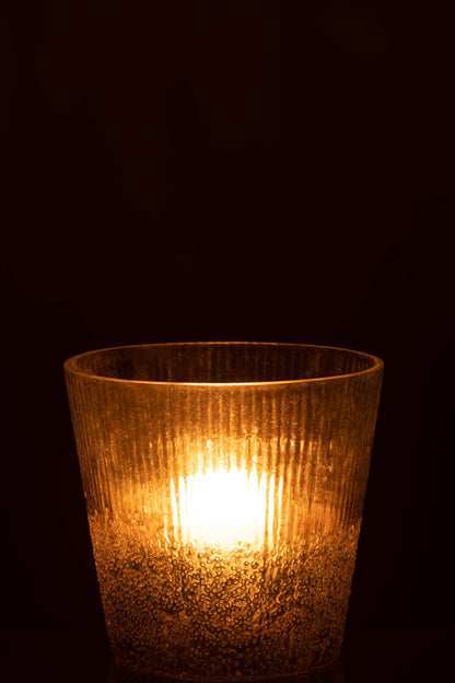 Orkaan Geribbeld Glas Zilver/Transparant Groot