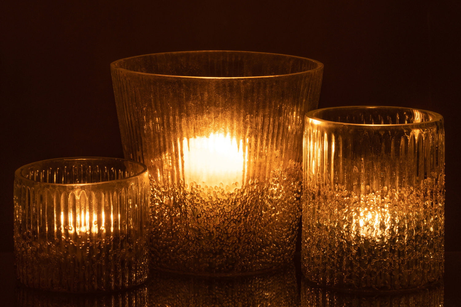 Orkaan Geribbeld Glas Zilver/Transparant Groot