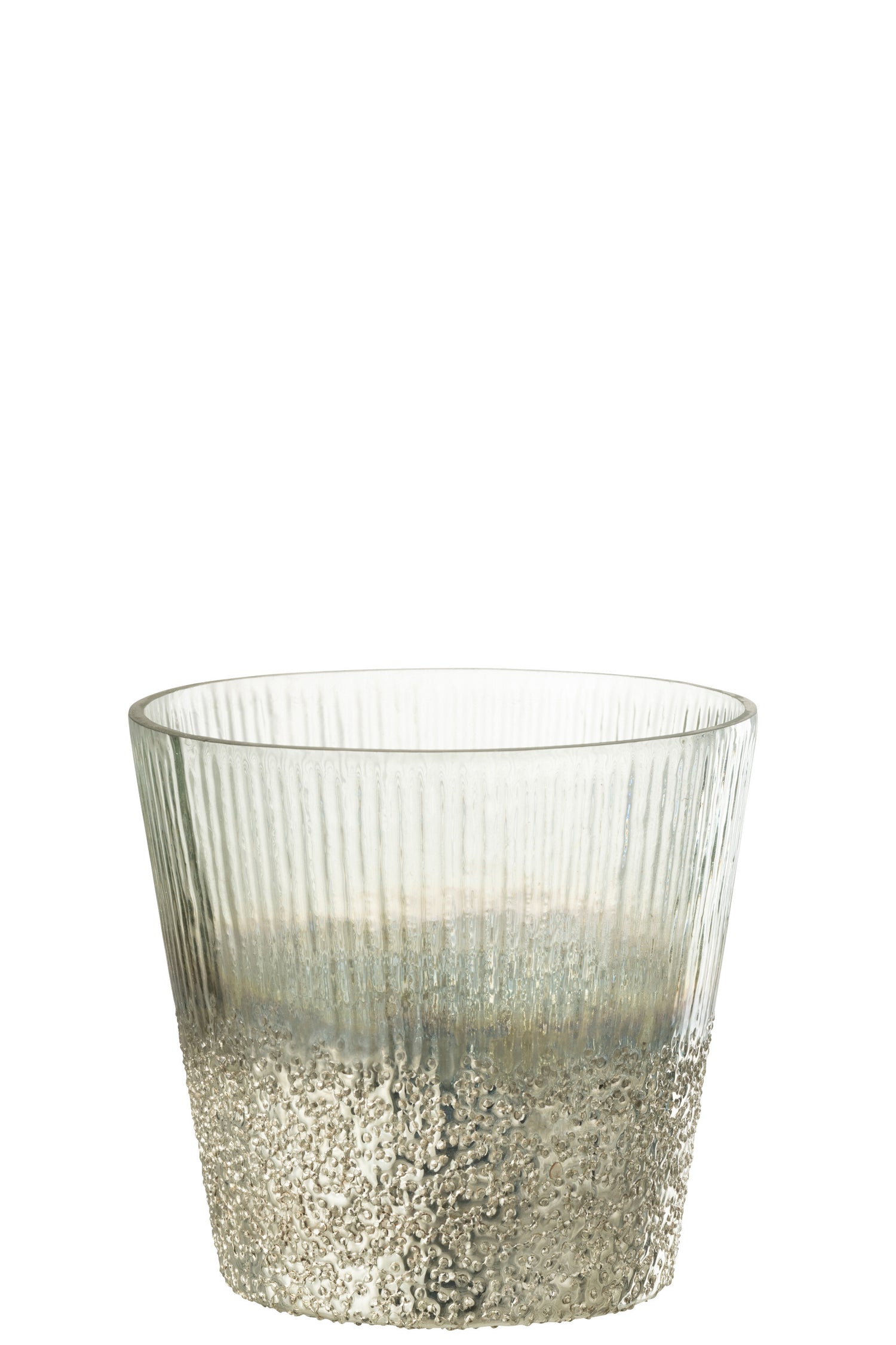 Orkaan Geribbeld Glas Zilver/Transparant Groot