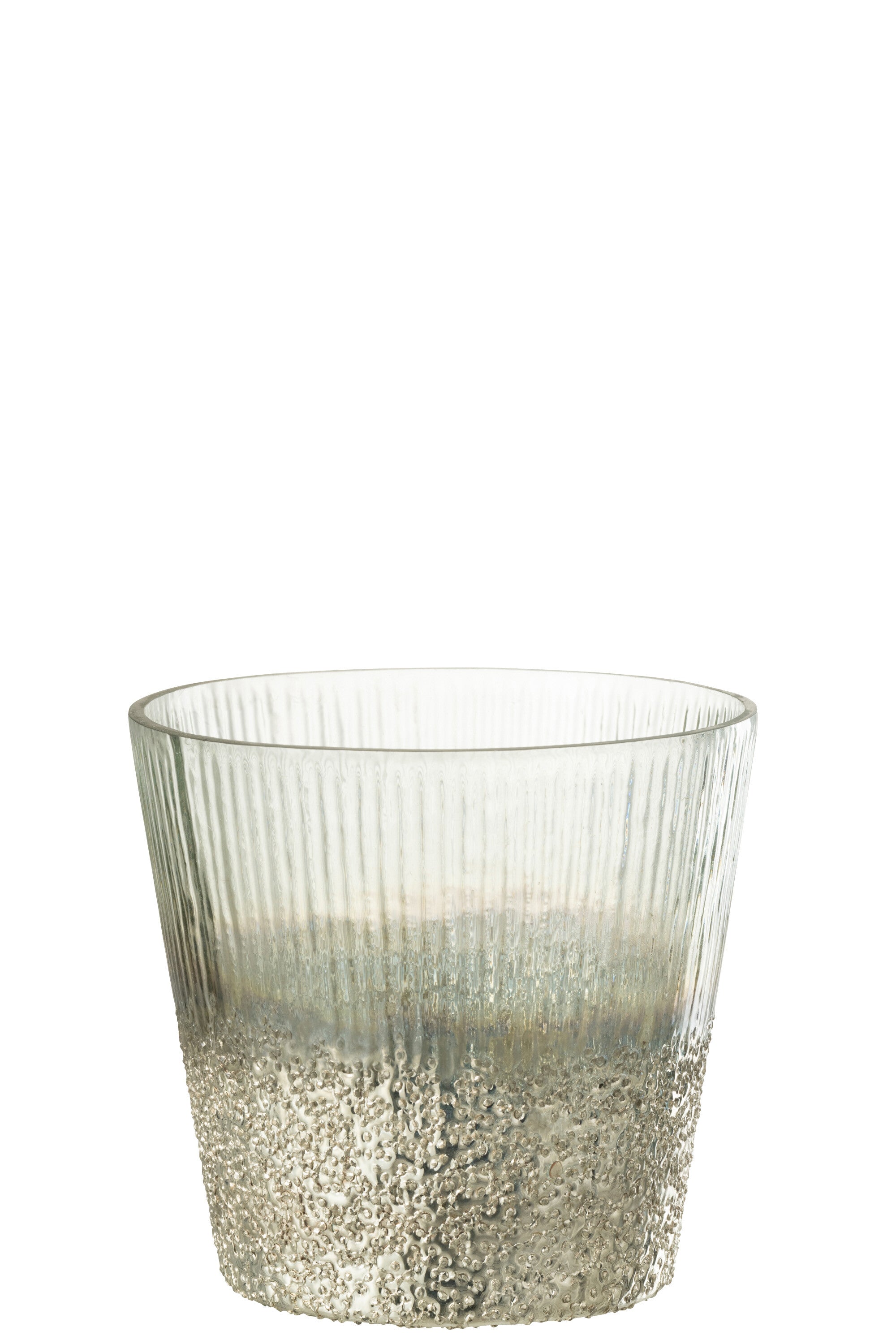 Orkaan Geribbeld Glas Zilver/Transparant Groot