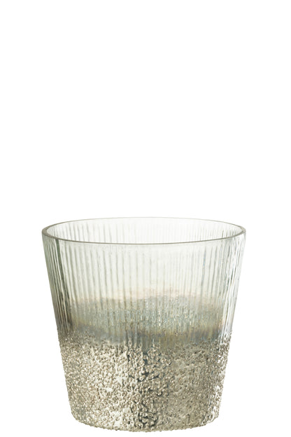 Orkaan Geribbeld Glas Zilver/Transparant Groot
