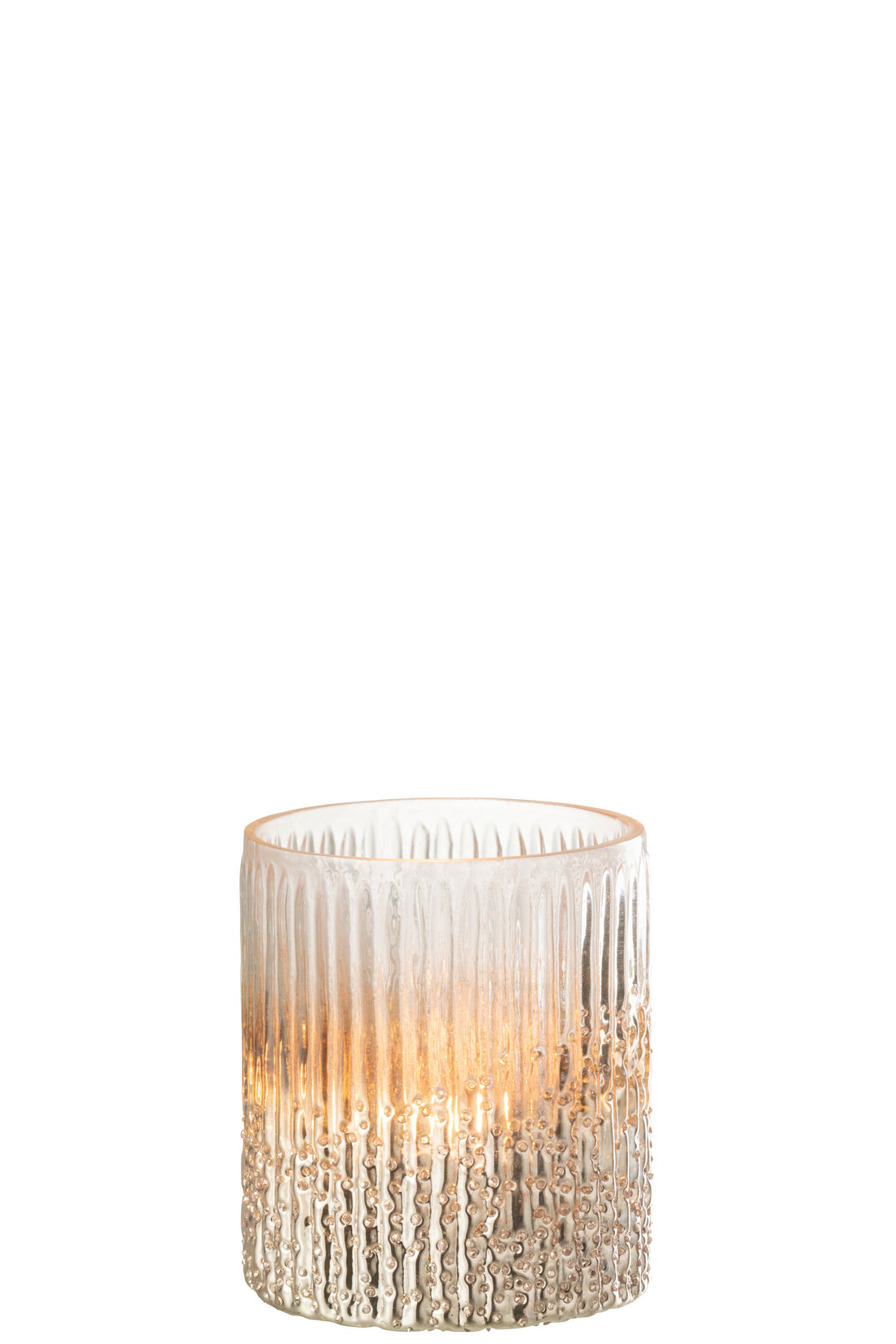 Orkaan Geribbeld Glas Roze Medium