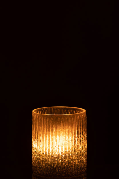 Orkaan Geribbeld Glas Roze Medium