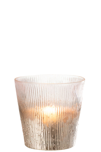 Orkaan Geribbeld Glas Roze Groot