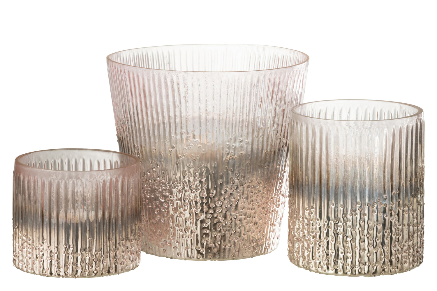 Orkaan Geribbeld Glas Roze Groot