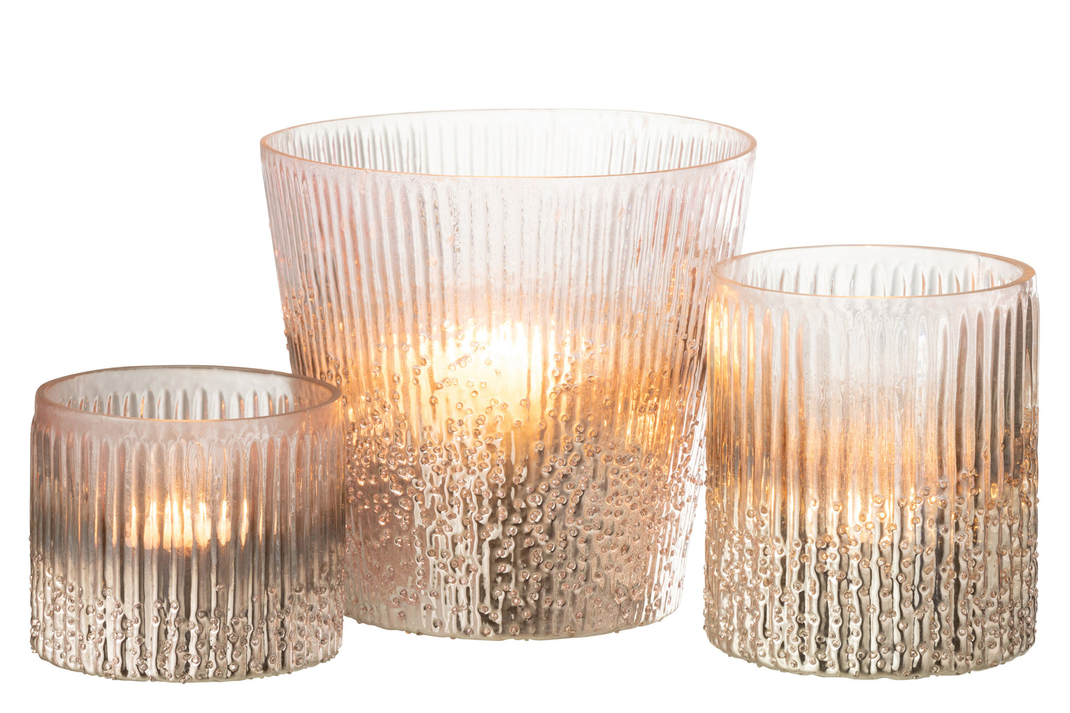 Orkaan Geribbeld Glas Roze Groot