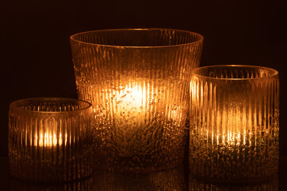 Orkaan Geribbeld Glas Roze Groot