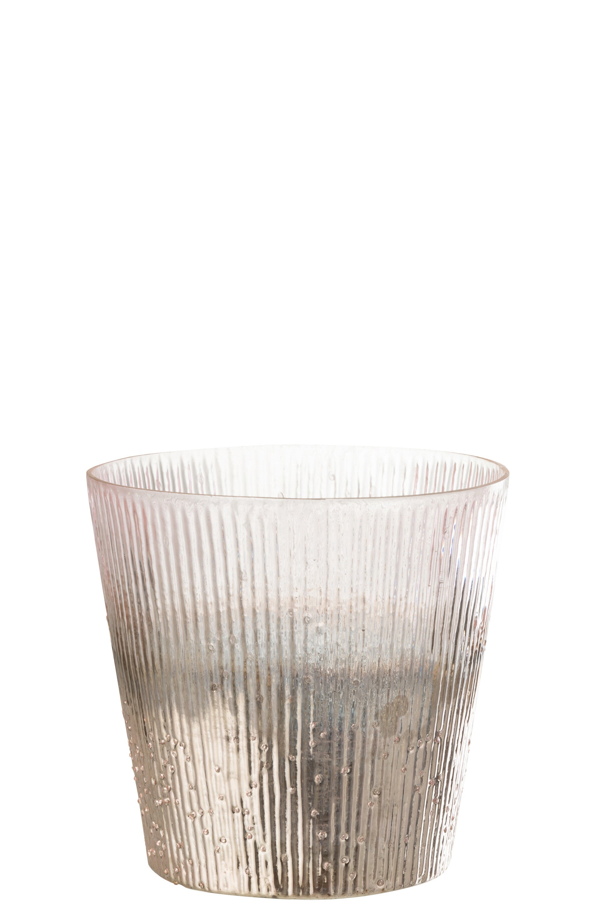 Orkaan Geribbeld Glas Roze Groot