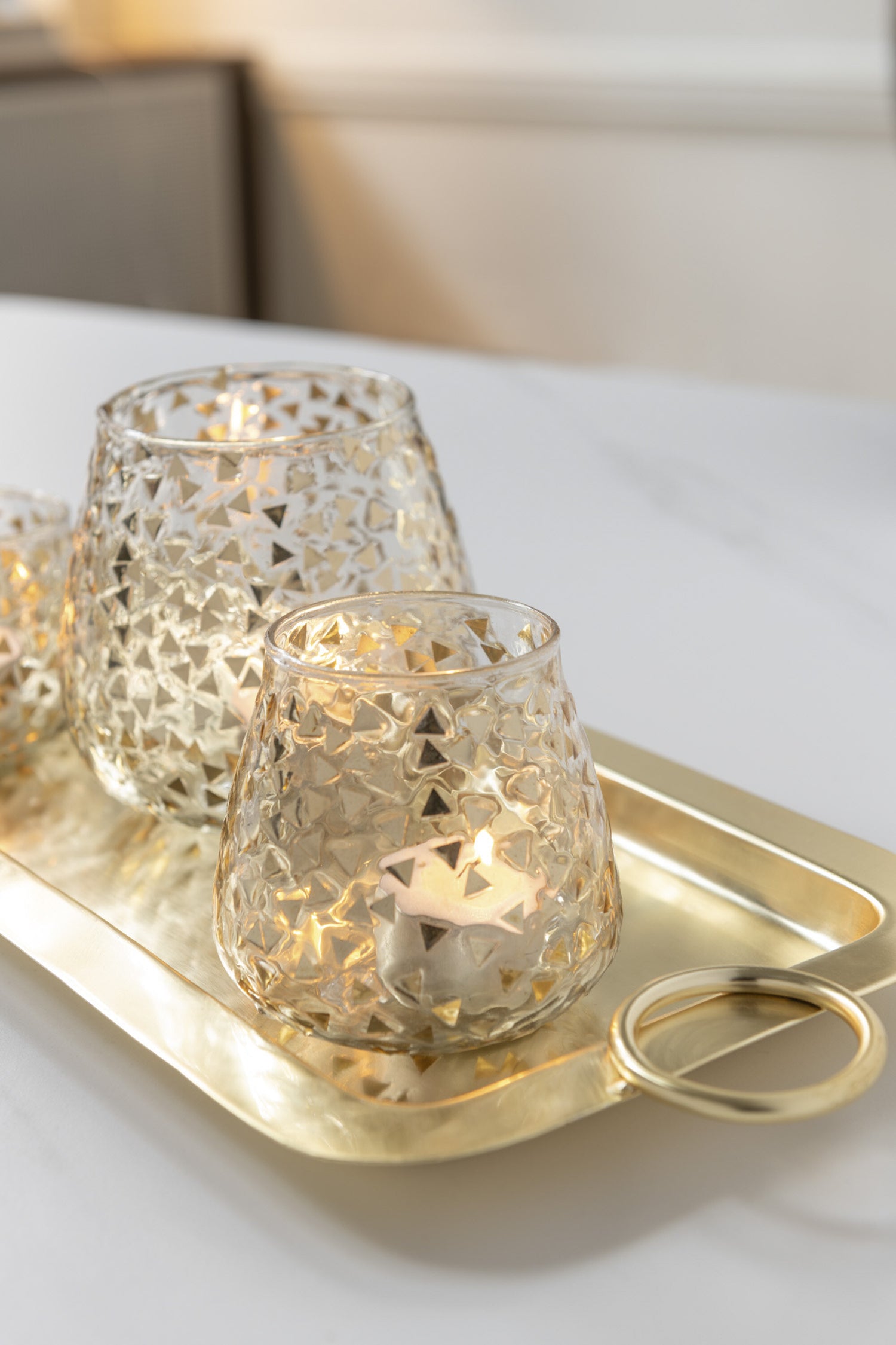 Orkaan Driehoek Glas Trans/Goud Groot