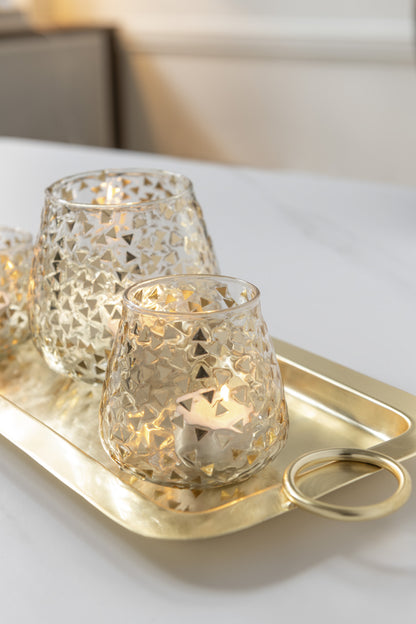 Orkaan Driehoek Glas Trans/Goud Groot