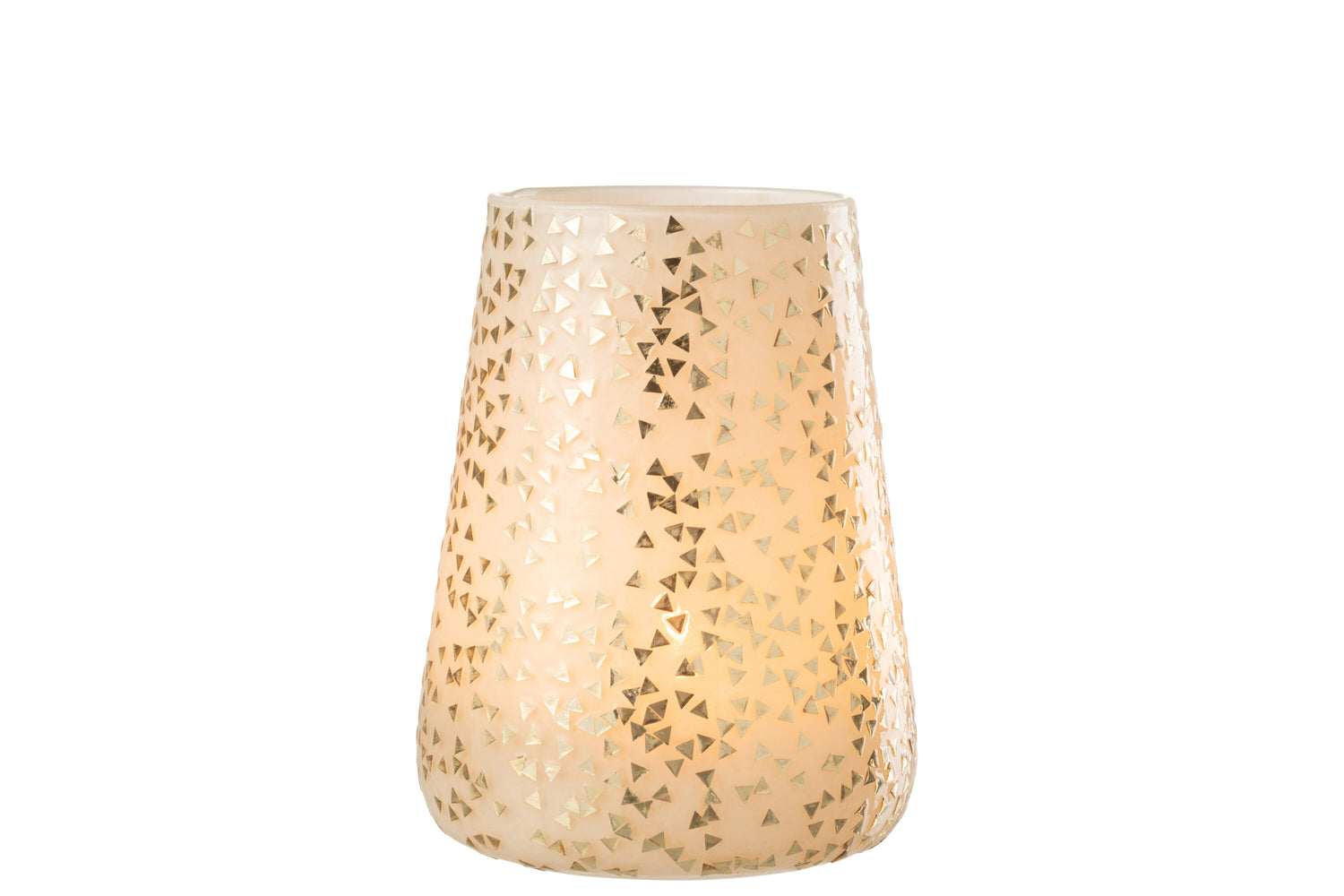 Orkaan Driehoek Glas Wit/Goud Extra Groot