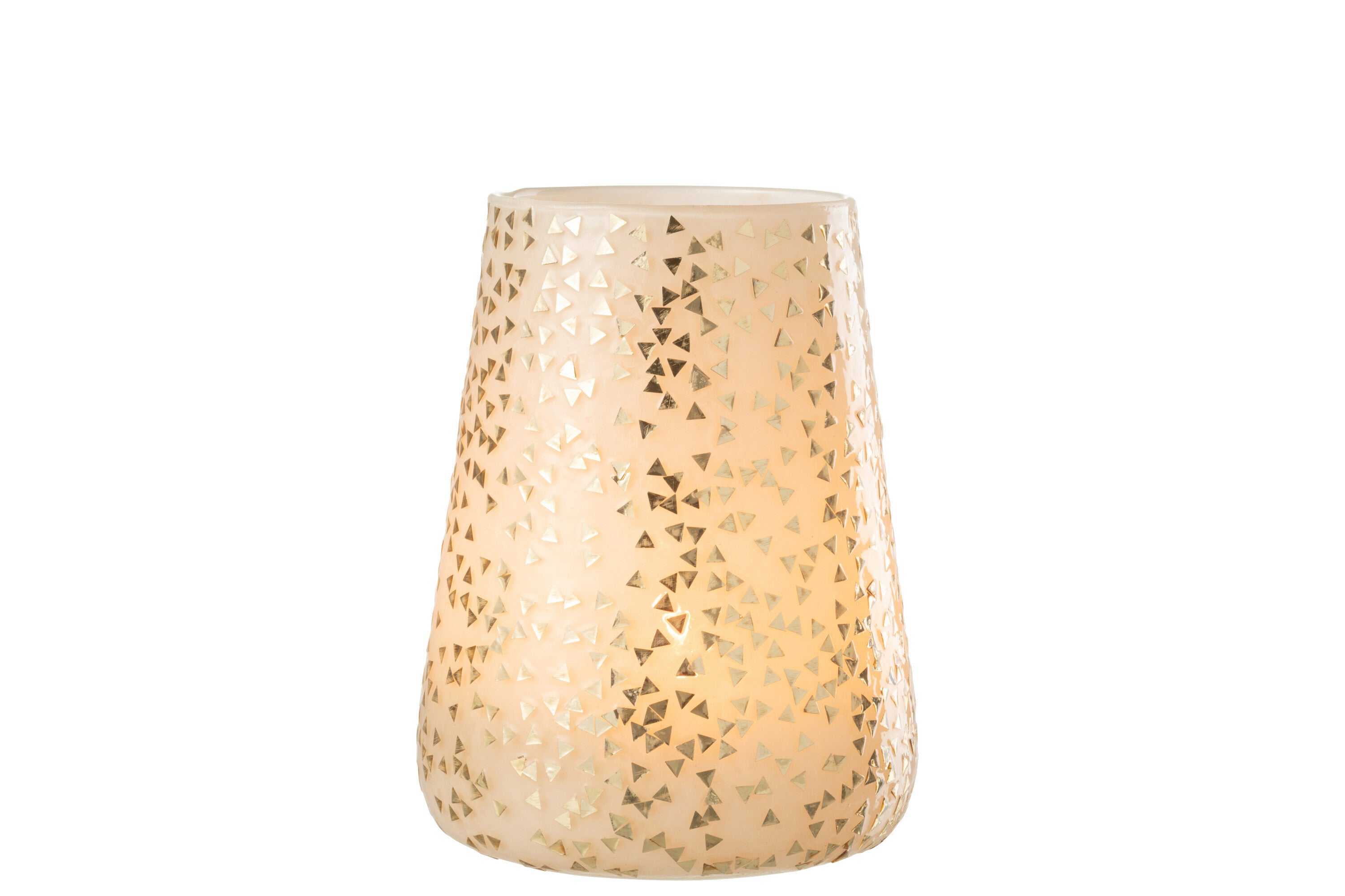 Orkaan Driehoek Glas Wit/Goud Extra Groot