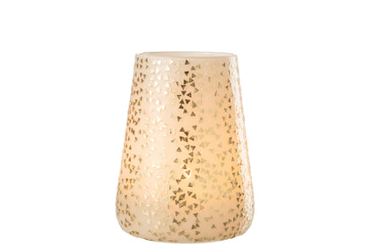 Orkaan Driehoek Glas Wit/Goud Extra Groot