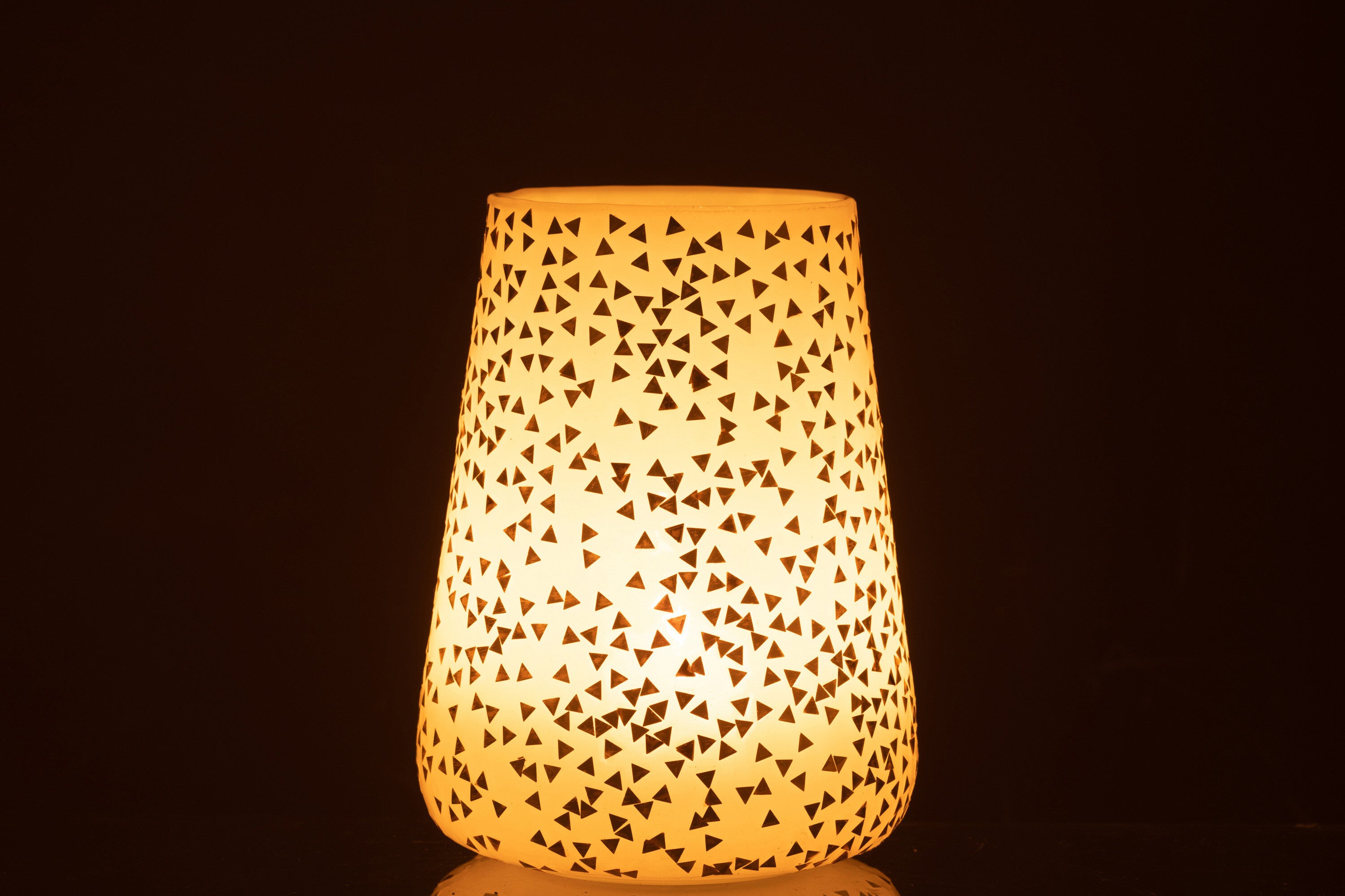 Orkaan Driehoek Glas Wit/Goud Extra Groot