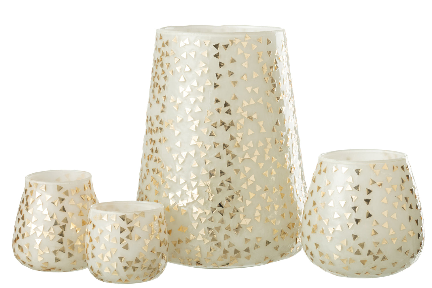 Orkaan Driehoek Glas Wit/Goud Extra Groot