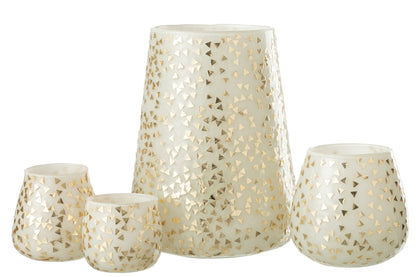 Orkaan Driehoek Glas Wit/Goud Extra Groot