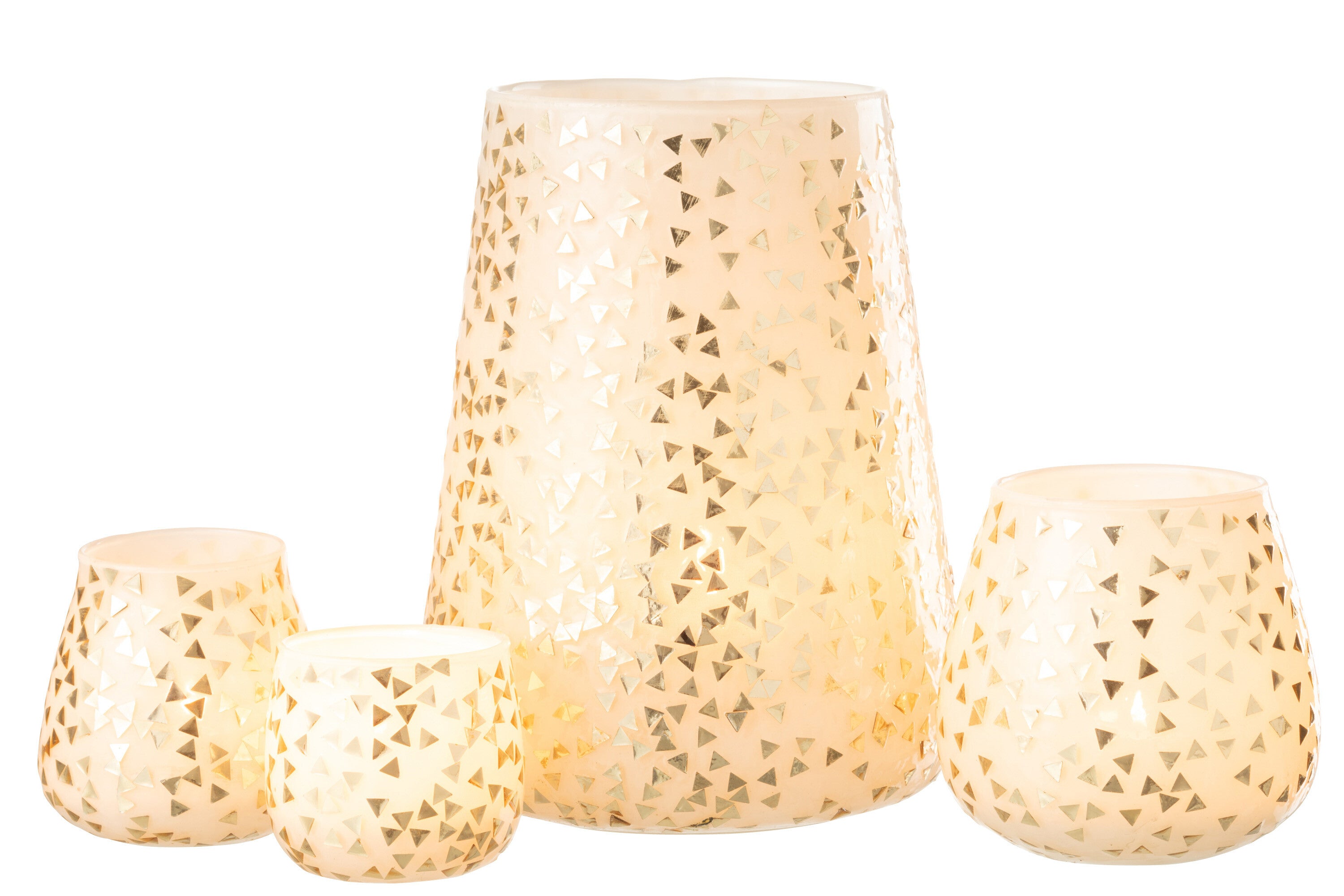 Orkaan Driehoek Glas Wit/Goud Extra Groot