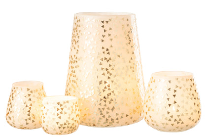 Orkaan Driehoek Glas Wit/Goud Extra Groot