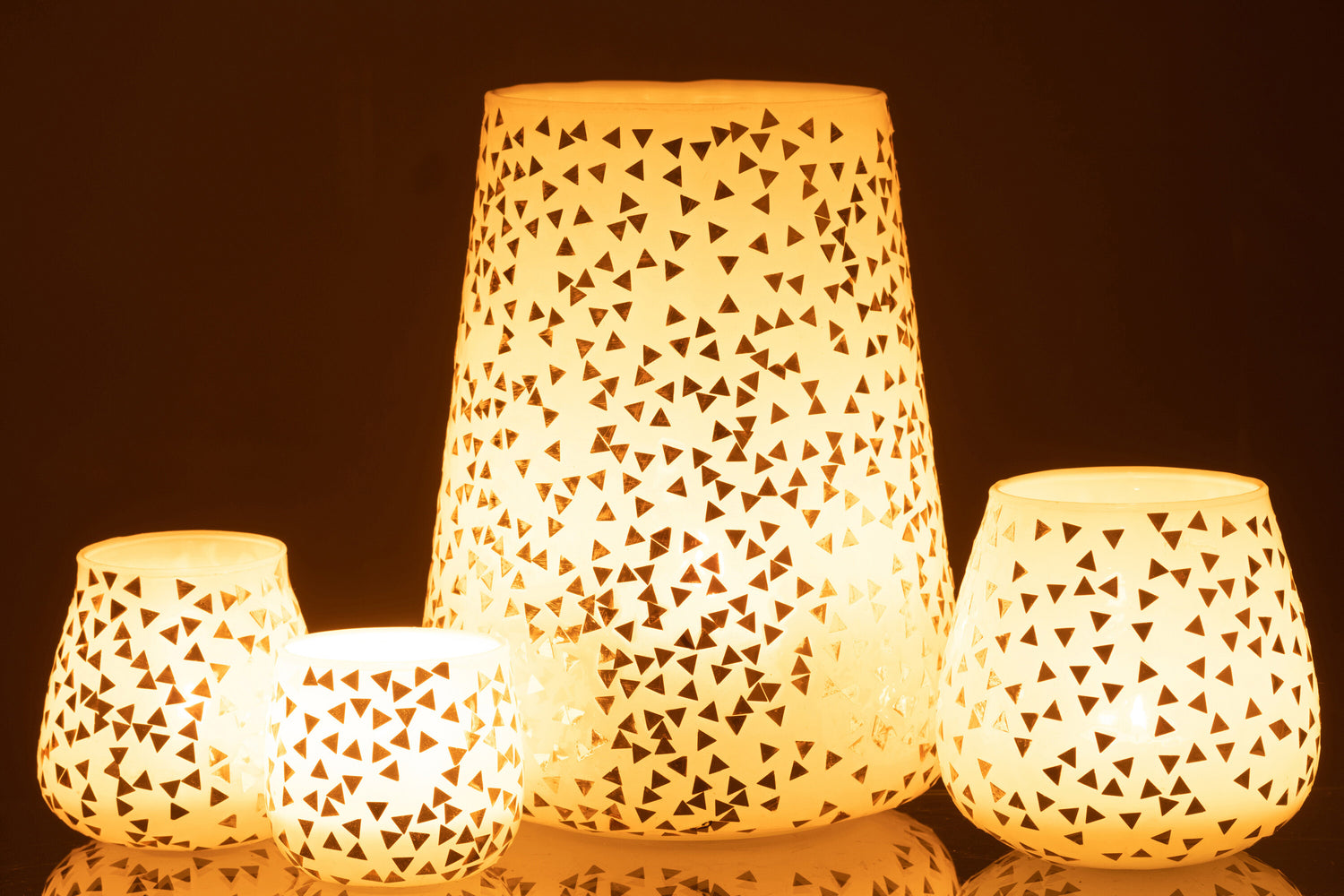 Orkaan Driehoek Glas Wit/Goud Extra Groot