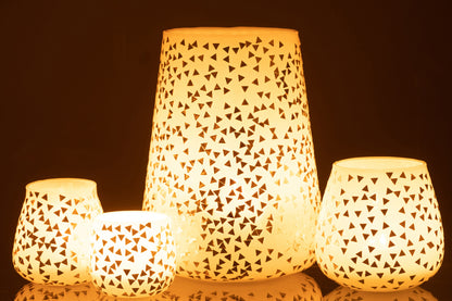 Orkaan Driehoek Glas Wit/Goud Extra Groot