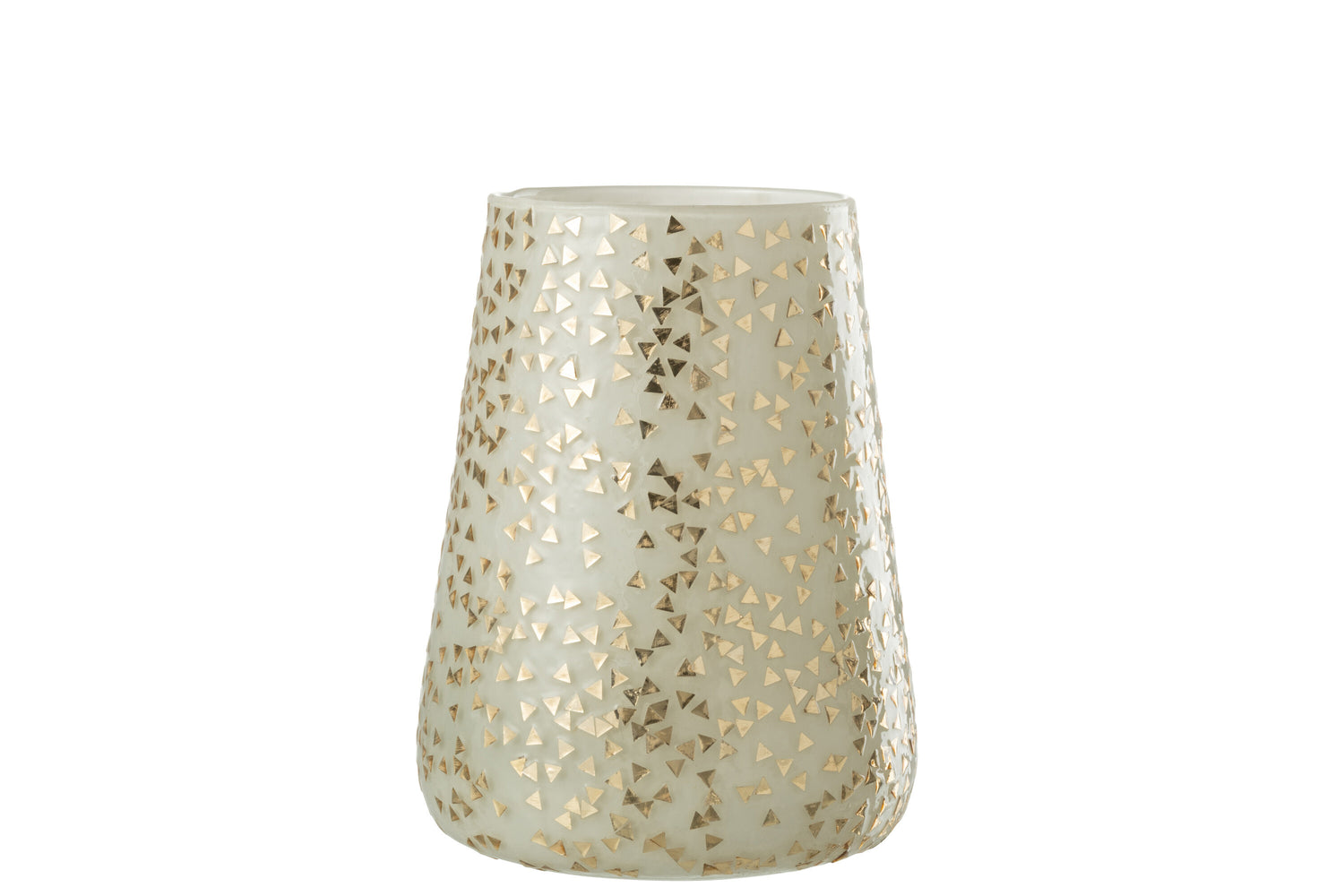 Orkaan Driehoek Glas Wit/Goud Extra Groot