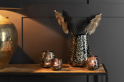 Orkaan Driehoek Glas Zwart/Goud Medium