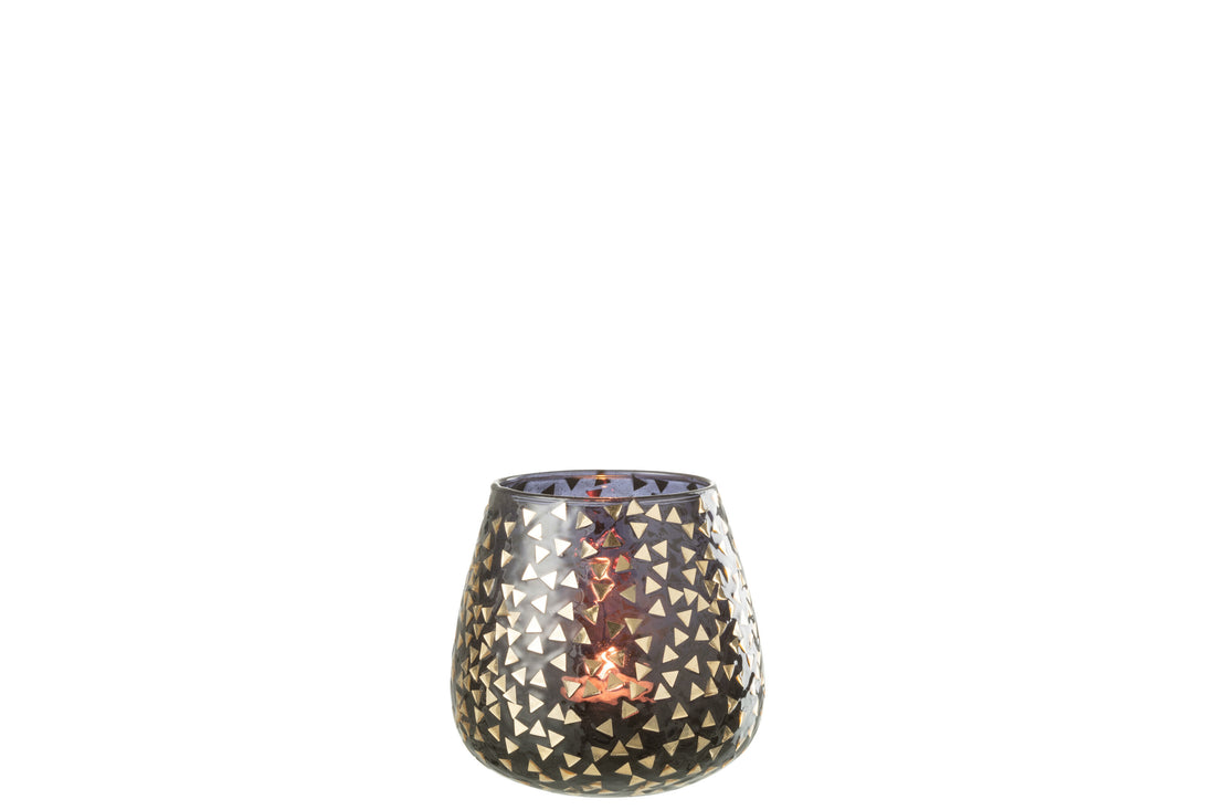 Orkaan Driehoek Glas Zwart/Goud Groot